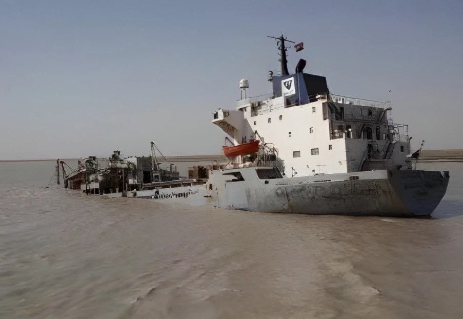 Ship sinking from its stern